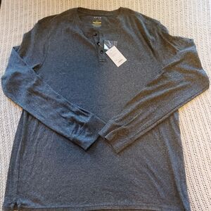 American Eagle Outfitters Blue Long Sleeve Henley